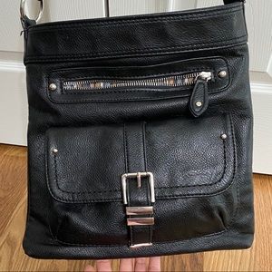 La Diva Womens Faux Leather Black Crossbody Bag